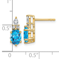 14K Diamond and Blue Topaz Post Earrings-EM9791-BT-017-YAA