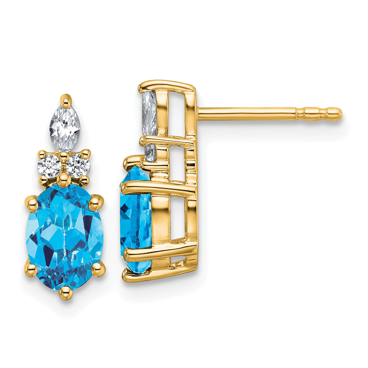 14K Diamond and Blue Topaz Post Earrings-EM9791-BT-017-YAA