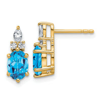 14K Diamond and Blue Topaz Post Earrings-EM9791-BT-017-YAA