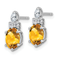 14K White Gold Diamond and Citrine Post Earrings-EM9791-CI-017-WAA
