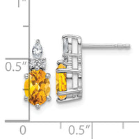 14K White Gold Diamond and Citrine Post Earrings-EM9791-CI-017-WAA