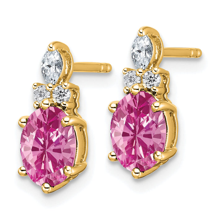 14K Diamond and Lab Created Pink Sapphire Post Earrings-EM9791-CPS-017-YAA