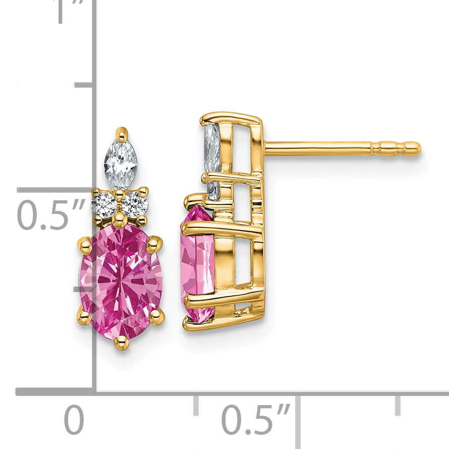 14K Diamond and Lab Created Pink Sapphire Post Earrings-EM9791-CPS-017-YAA