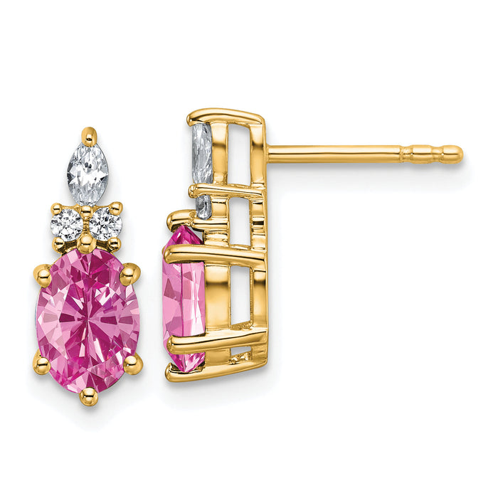 14K Diamond and Lab Created Pink Sapphire Post Earrings-EM9791-CPS-017-YAA