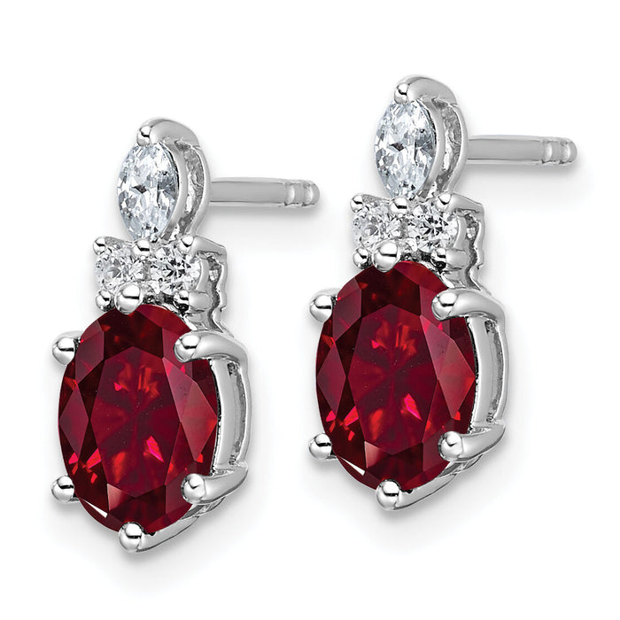 14K White Gold Diamond and Lab Created Ruby Post Earrings-EM9791-CRU-017-WAA