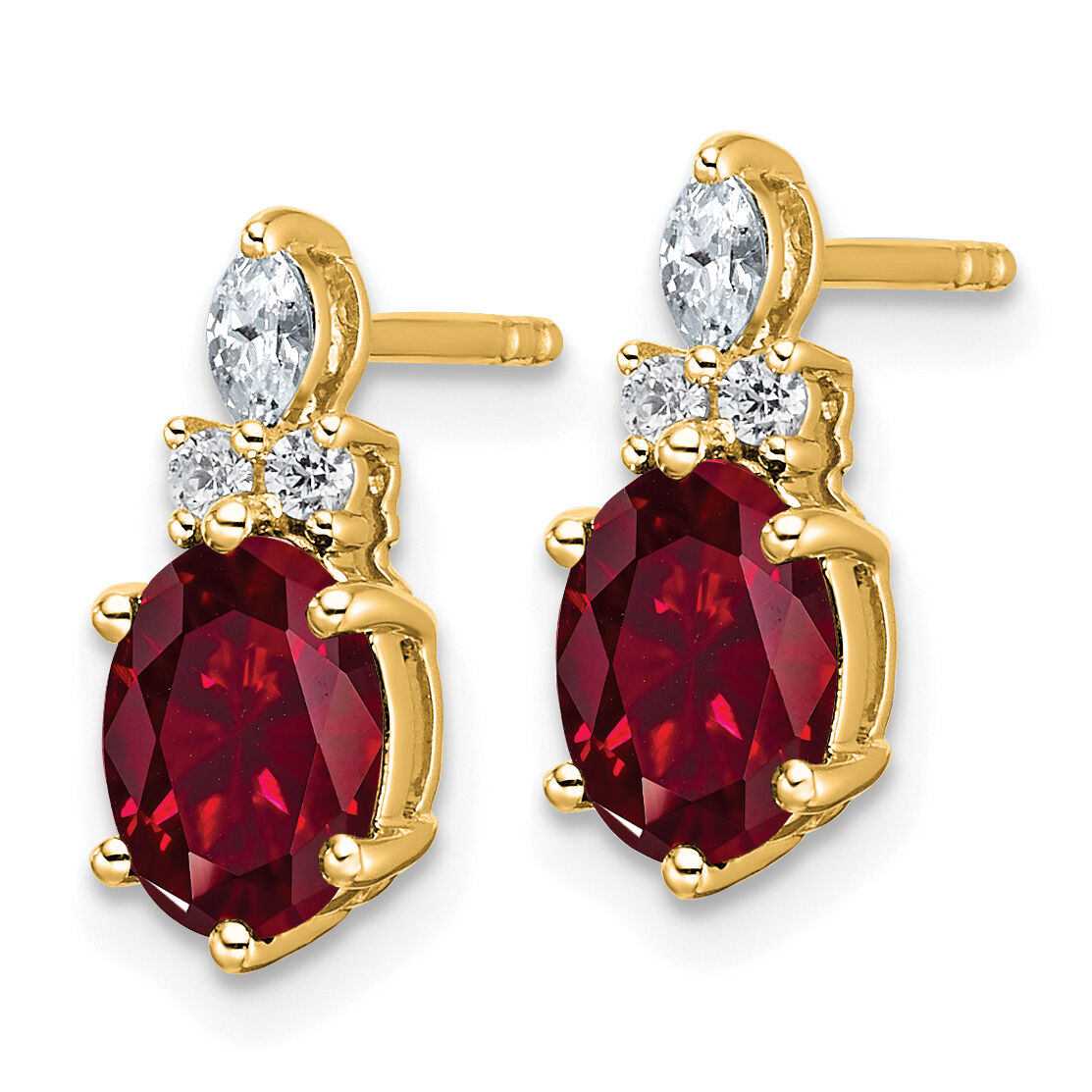 14K Diamond and Lab Created Ruby Post Earrings-EM9791-CRU-017-YAA