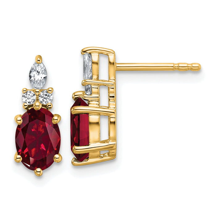 14K Diamond and Lab Created Ruby Post Earrings-EM9791-CRU-017-YAA