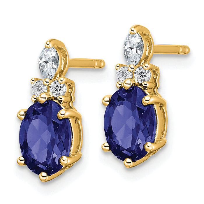 14K Diamond and Lab Created Sapphire Post Earrings-EM9791-CSA-017-YAA