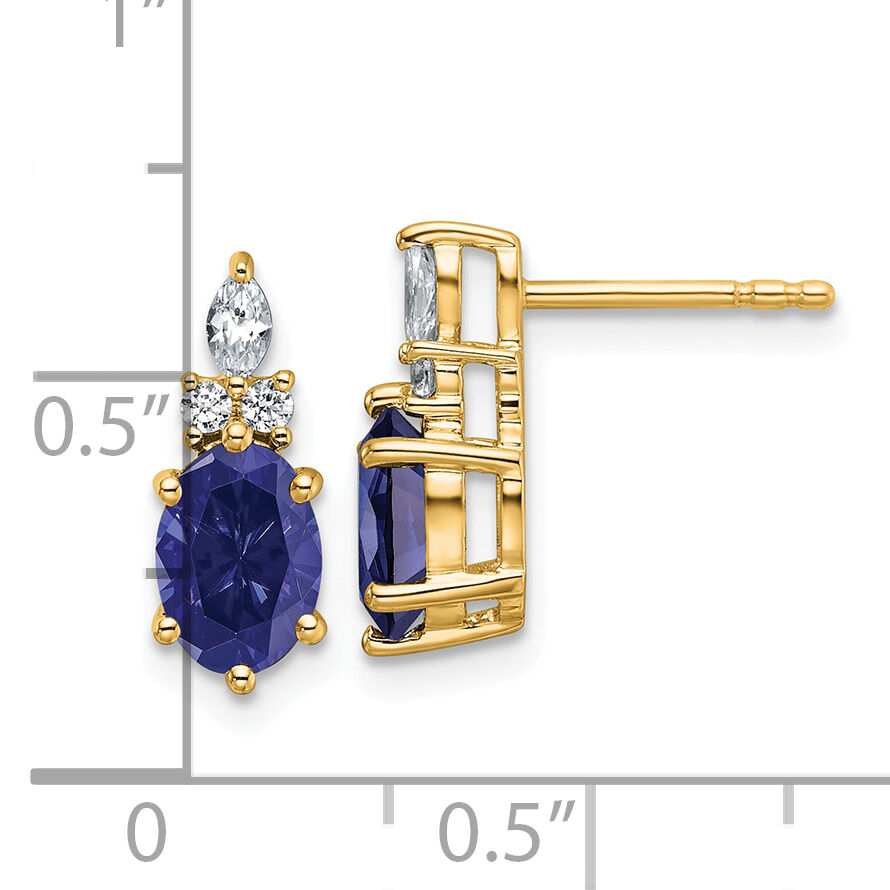 14K Diamond and Lab Created Sapphire Post Earrings-EM9791-CSA-017-YAA