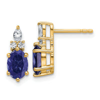 14K Diamond and Lab Created Sapphire Post Earrings-EM9791-CSA-017-YAA