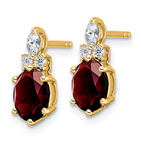 14K Diamond and Garnet Post Earrings-EM9791-GA-017-YAA