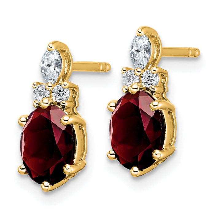 14K Diamond and Garnet Post Earrings-EM9791-GA-017-YAA