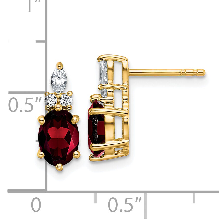 14K Diamond and Garnet Post Earrings-EM9791-GA-017-YAA