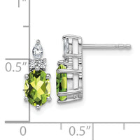 14K White Gold Diamond and Peridot Post Earrings-EM9791-PE-017-WAA