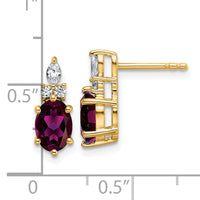 14K Diamond and Rhodolite Garnet Post Earrings-EM9791-RG-017-YAA