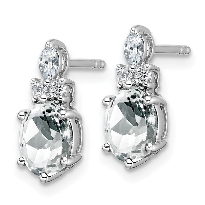 14K White Gold Diamond and White Topaz Post Earrings-EM9791-WT-017-WAA