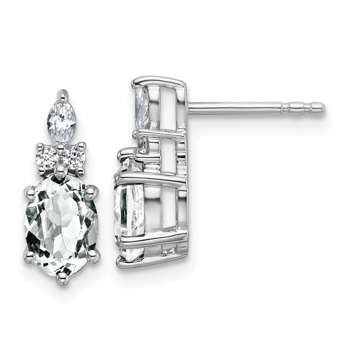 14K White Gold Diamond and White Topaz Post Earrings-EM9791-WT-017-WAA
