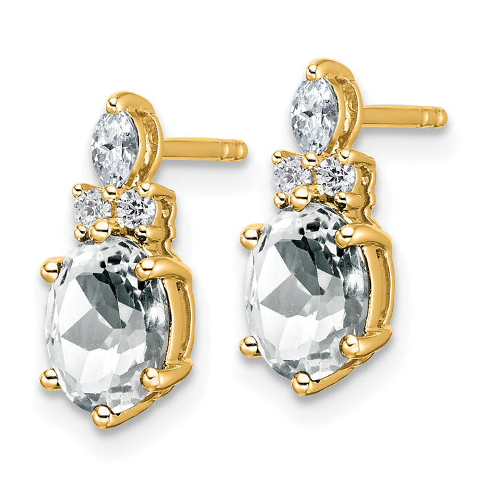 14K Diamond and White Topaz Post Earrings-EM9791-WT-017-YAA