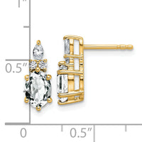 14K Diamond and White Topaz Post Earrings-EM9791-WT-017-YAA