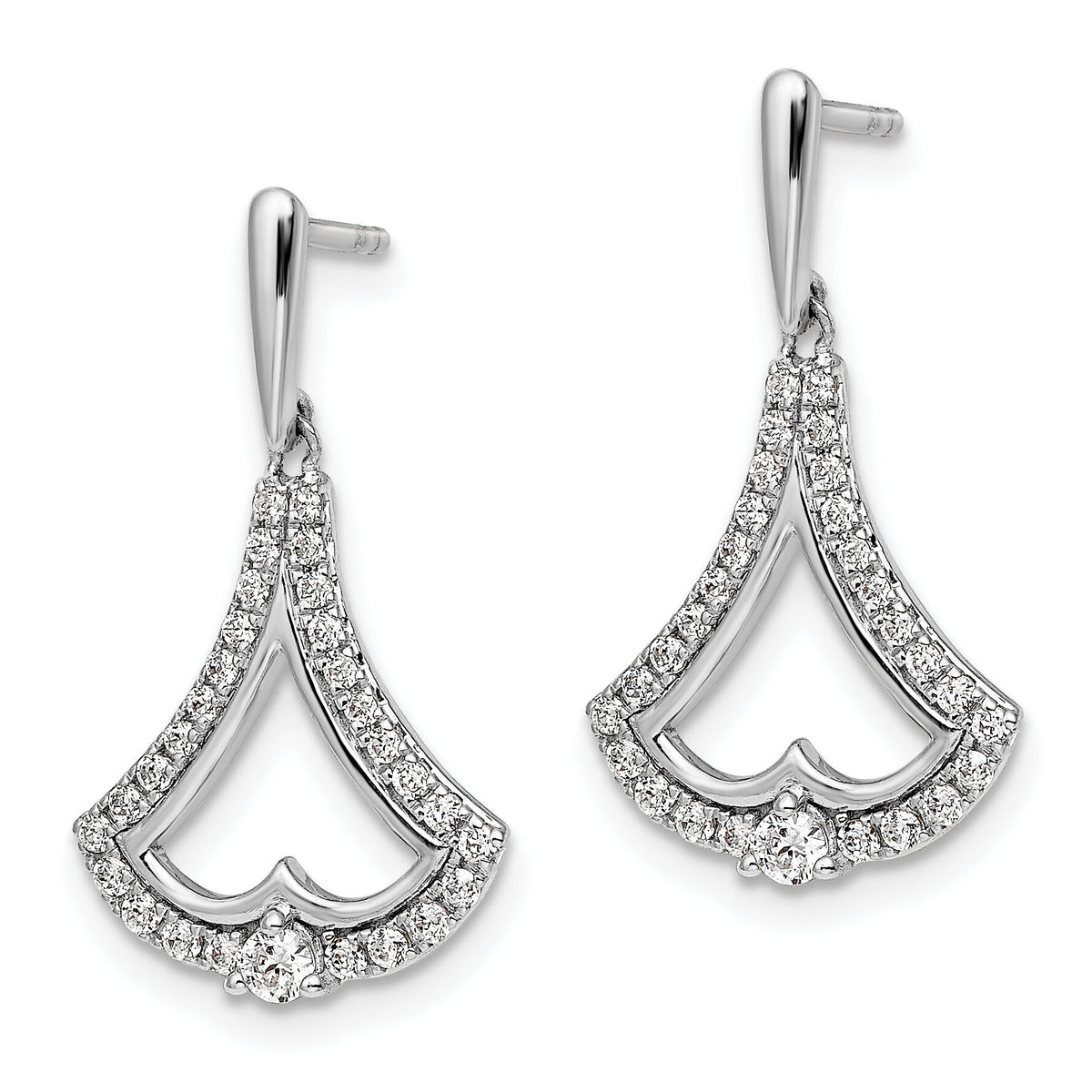 14k White Gold Diamond Post Dangle Earrings-EM9941-050-WA