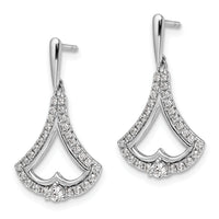 14k White Gold Diamond Post Dangle Earrings-EM9941-050-WA