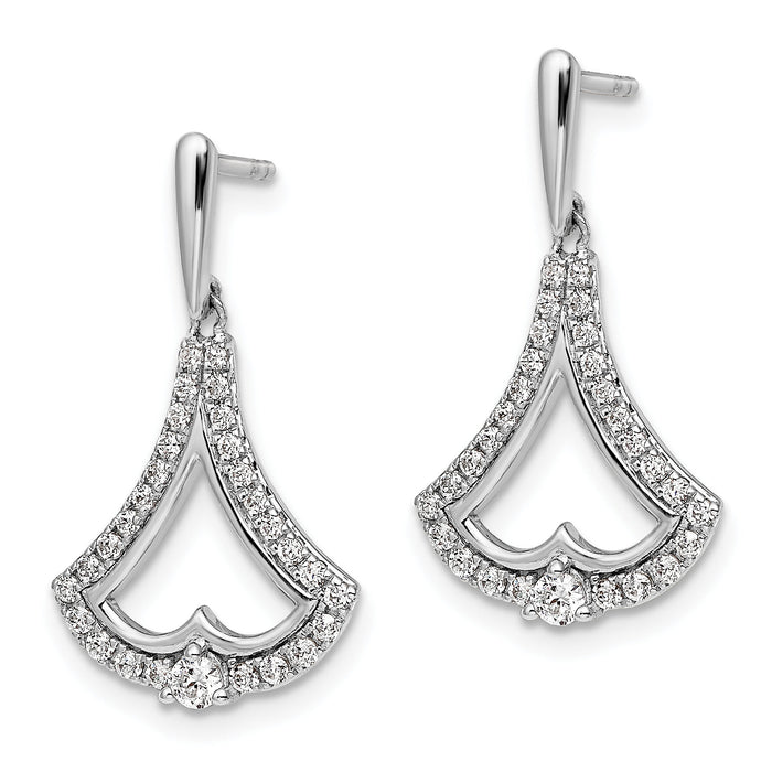 14k White Gold Diamond Post Dangle Earrings-EM9941-050-WA