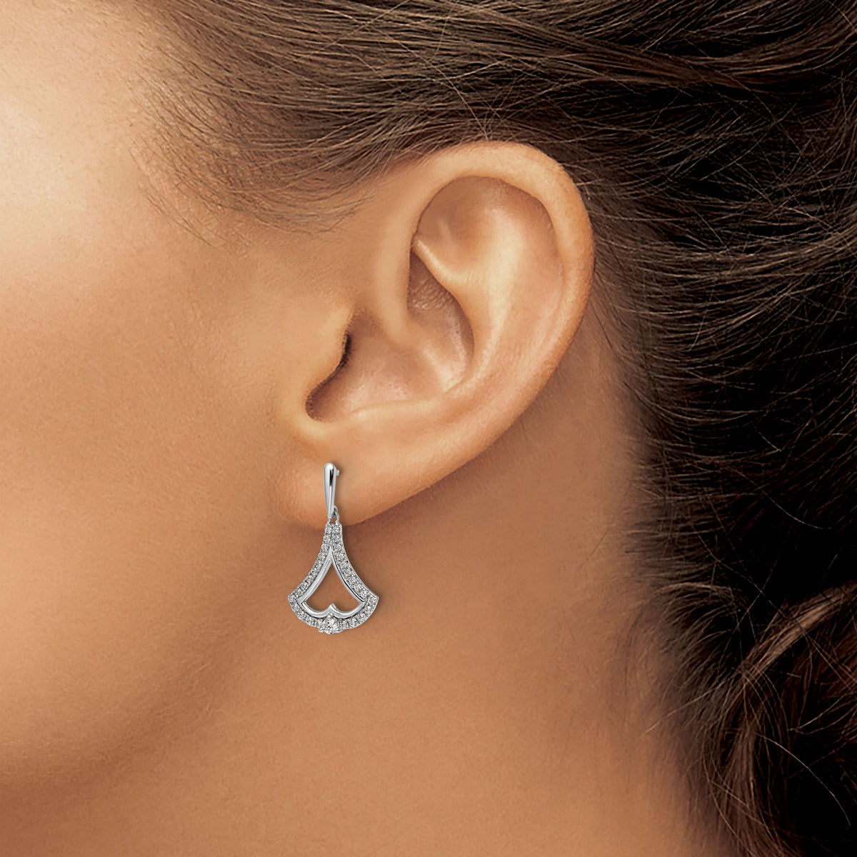14k White Gold Diamond Post Dangle Earrings-EM9941-050-WA