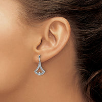 14k White Gold Diamond Post Dangle Earrings-EM9941-050-WA