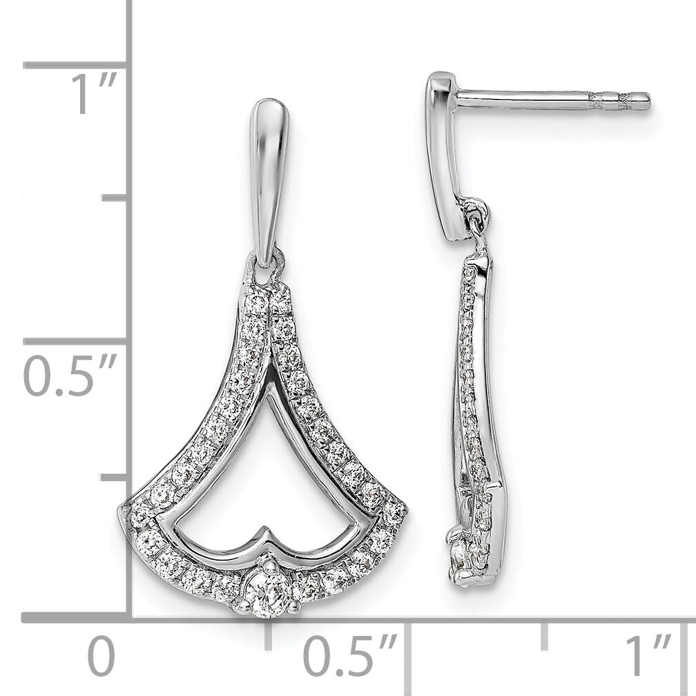 14k White Gold Diamond Post Dangle Earrings-EM9941-050-WA