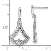 14k White Gold Diamond Post Dangle Earrings-EM9941-050-WA