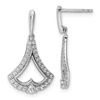 14k White Gold Diamond Post Dangle Earrings-EM9941-050-WA
