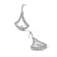 14k White Gold Diamond Post Dangle Earrings-EM9941-050-WA