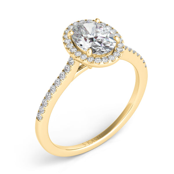  Yellow Gold Halo Engagement Ring