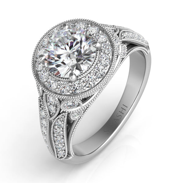 White Gold Halo Engagement Ring