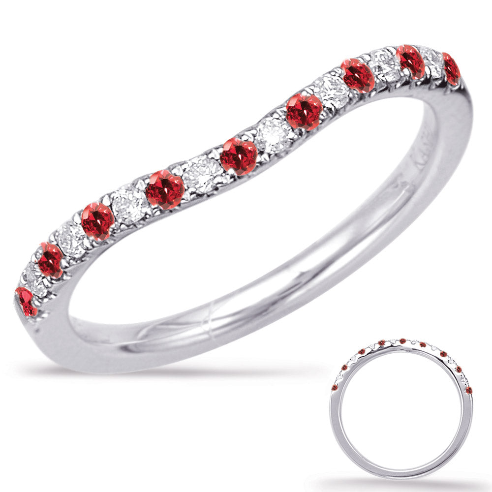 White Gold Ruby & Diamond Band