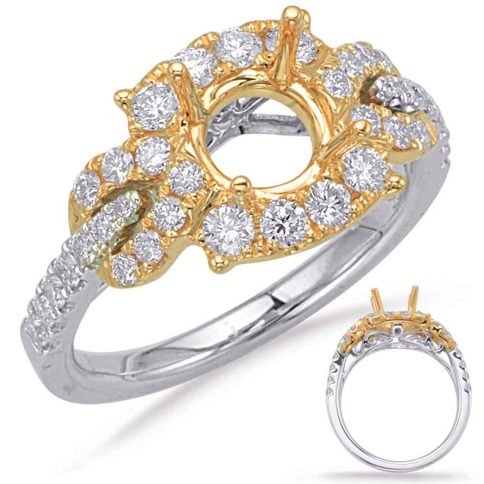 Yellow & White Gold Halo Engagement Ring