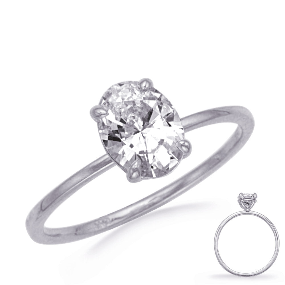 White Gold Engagement Ring 10x7mm oval