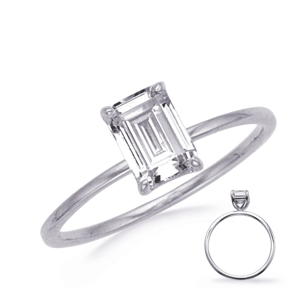 White Gold Engagement Ring 7x5mm emerald