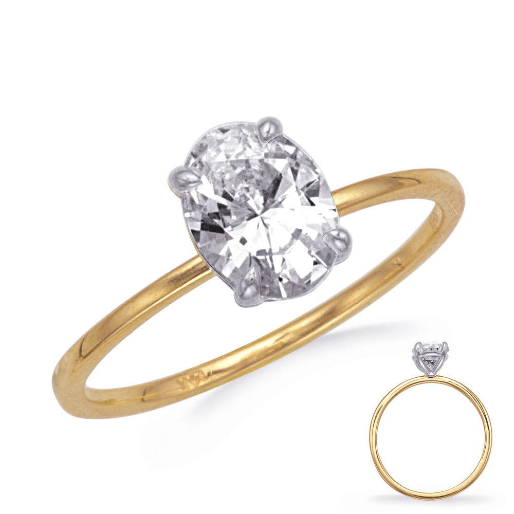 Yellow & White  Gold Engagement Ring 8x6
