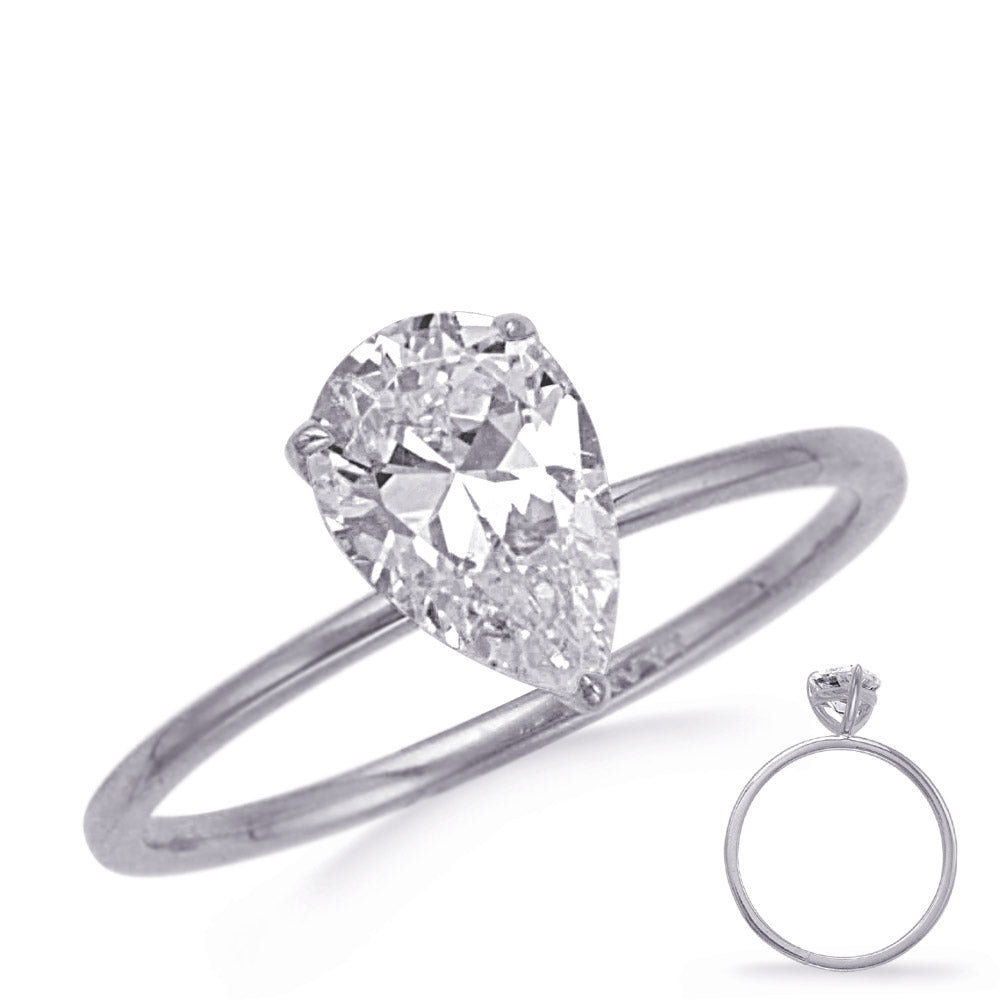 White Gold Engagement Ring 9x6mm pear