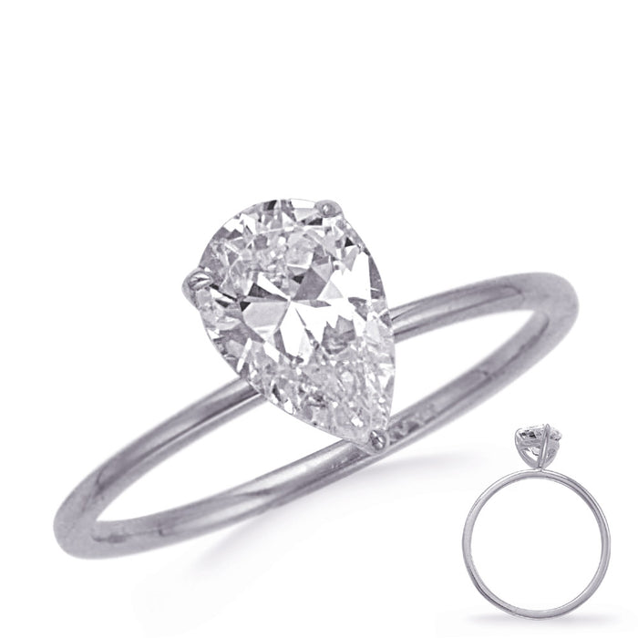 White Gold Engagement Ring 9x6mm pear