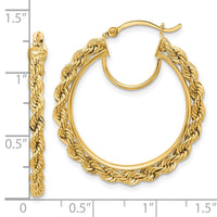 14k Polished and D/C Rope 2.95mm Hoop Earrings-ER341