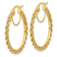 14k Polished and D/C Rope 2.95mm Hoop Earrings-ER342