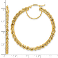 14k Polished and D/C Rope 2.95mm Hoop Earrings-ER344