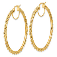 14k Polished and D/C Rope 2.95mm Hoop Earrings-ER345