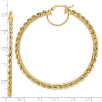 14k Polished and D/C Rope 2.95mm Hoop Earrings-ER346