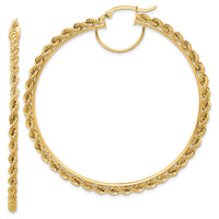 14k Polished and D/C Rope 2.95mm Hoop Earrings-ER346