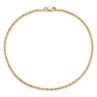 14k 1.5mm Diamond-cut Ultra Rope Chain Anklet-EXL012-9