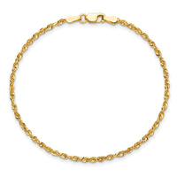 14k 2.0mm Ultra D/C Rope Chain Anklet-EXL016-9