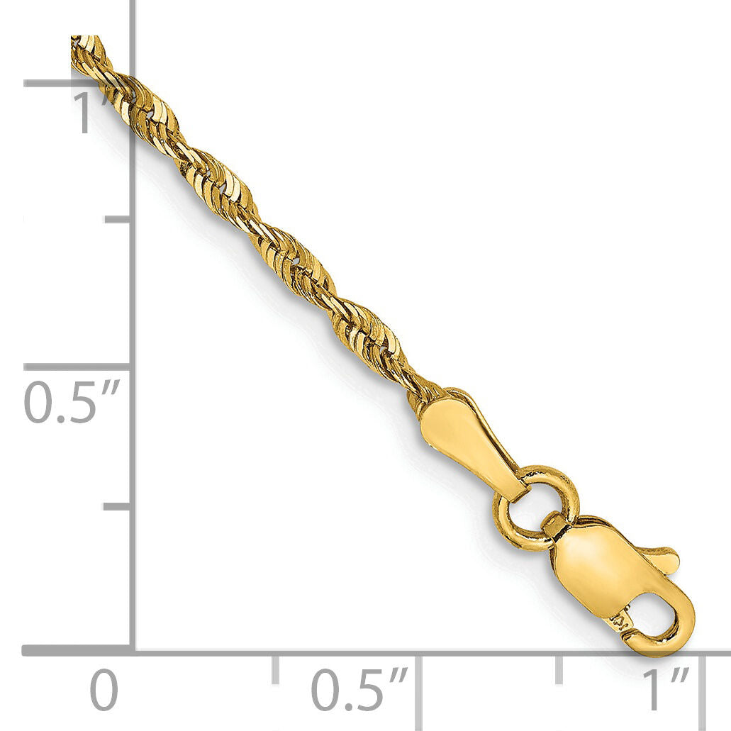 14k 2.0mm Ultra D/C Rope Chain Anklet-EXL016-9